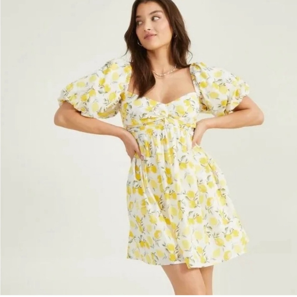 Trixxi Lemon Print Babydoll Dress